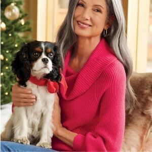 BOGO! Soft Surroundings Calanthe Cashmere Pullover Sweater Pink Size Large